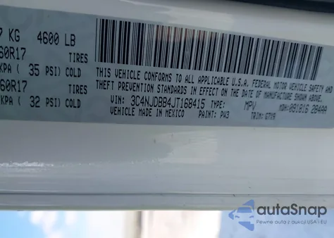 2018 Jeep Compass Latitude 4X4 z USA, uszkodzony, nr VIN 3C4NJDBB4JT168415